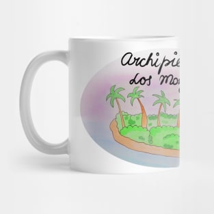 Archipiélago Los Monjes watercolor Island travel, beach, sea and palm trees. Holidays and rest, summer and relaxation Mug